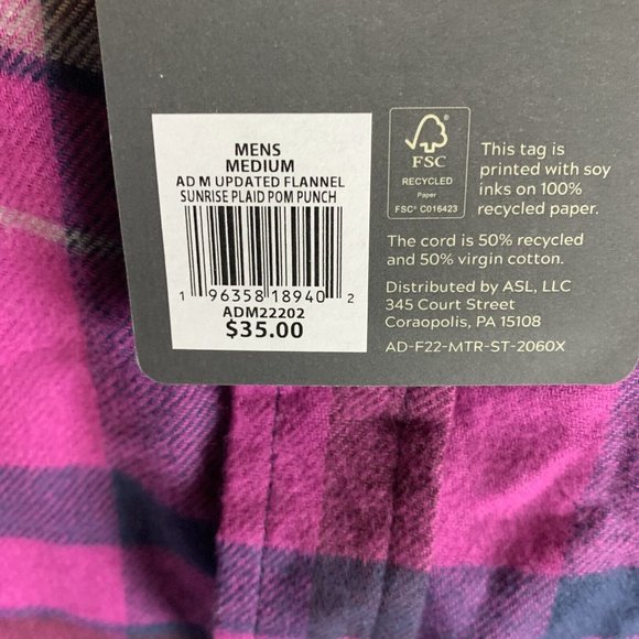 Alpine Design Flannel Shirt‎ Men's Medium Purple Plaid Cotton Button-Up 7015 - Picture 4 of 10